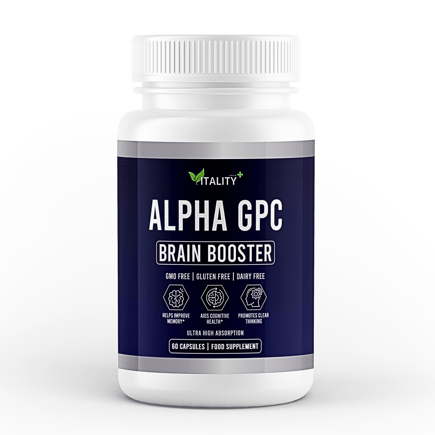 Alpha GPC Capsules - Ginkgo Biloba & Omega 3 - 1 Months Supply - Vitality Supplements