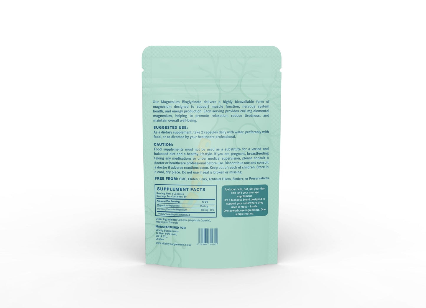 Magnesium Bisglycinate 208 mg – High - Absorption Magnesium Capsules - Vitality Supplements