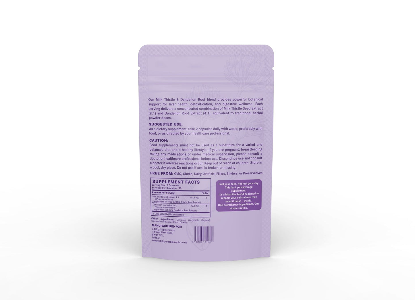 Milk Thistle & Dandelion – Herbal Liver, Detox & Digestive Support Capsules - Vitality Supplements