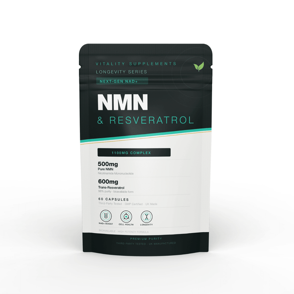 NMN + Resveratrol Capsules | 500mg NMN & 600mg Trans-Resveratrol - Vitality Supplements