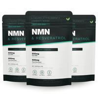 NMN + Resveratrol Capsules | 500mg NMN & 600mg Trans-Resveratrol | 60 Capsules | Cellular Energy & Longevity Support - Vitality Supplements