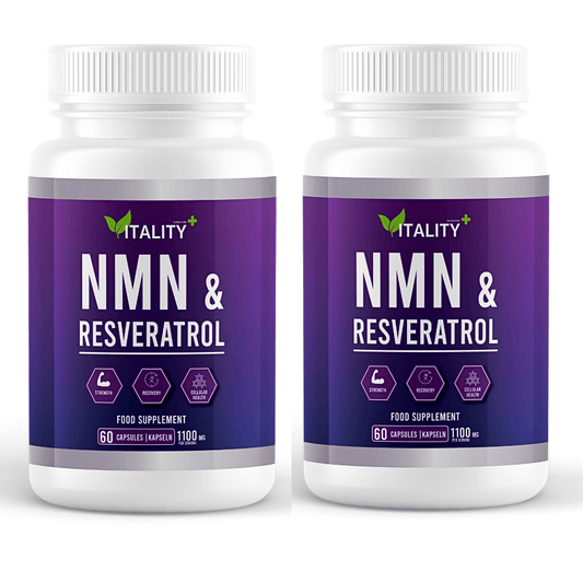 2 Pack NMN & Resveratrol | 2 Months Supply | 120 Caps | NAD+ 1100mg - Vitality Supplements