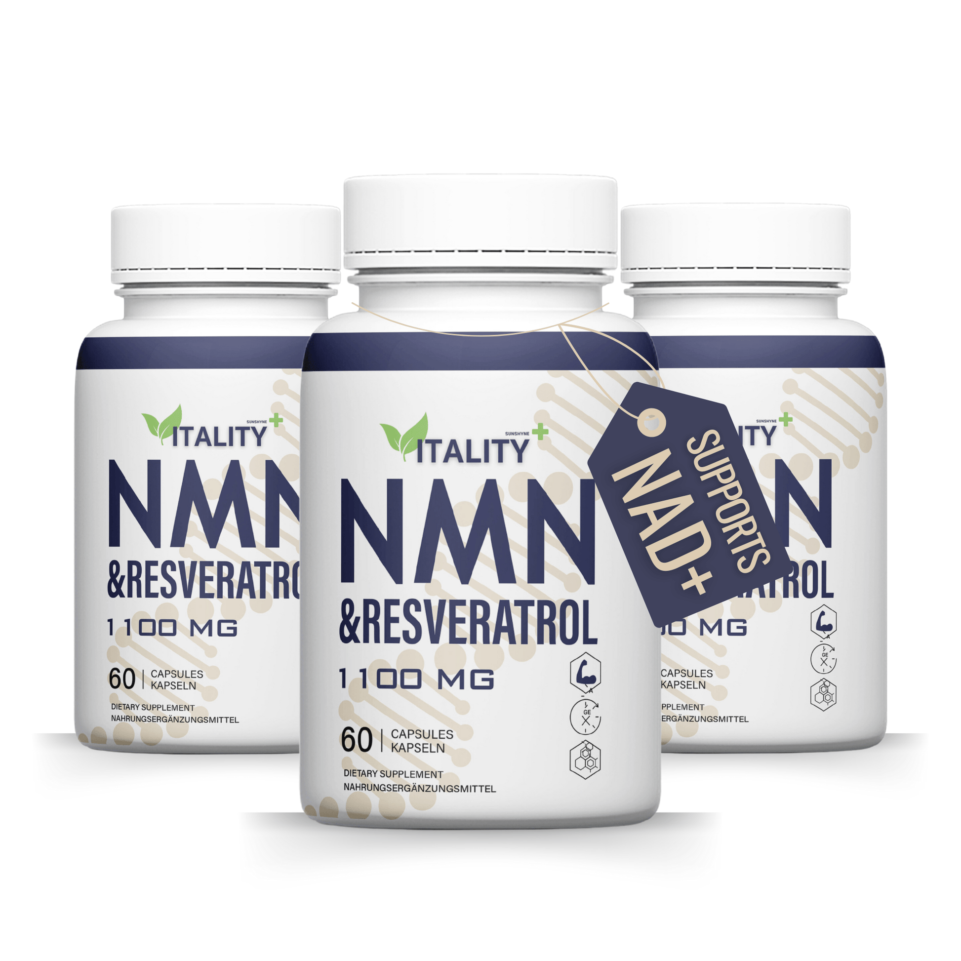 NMN & Resveratrol | 3 Months Supply | 180 Caps | NAD+ | 1100mg - Vitality Supplements
