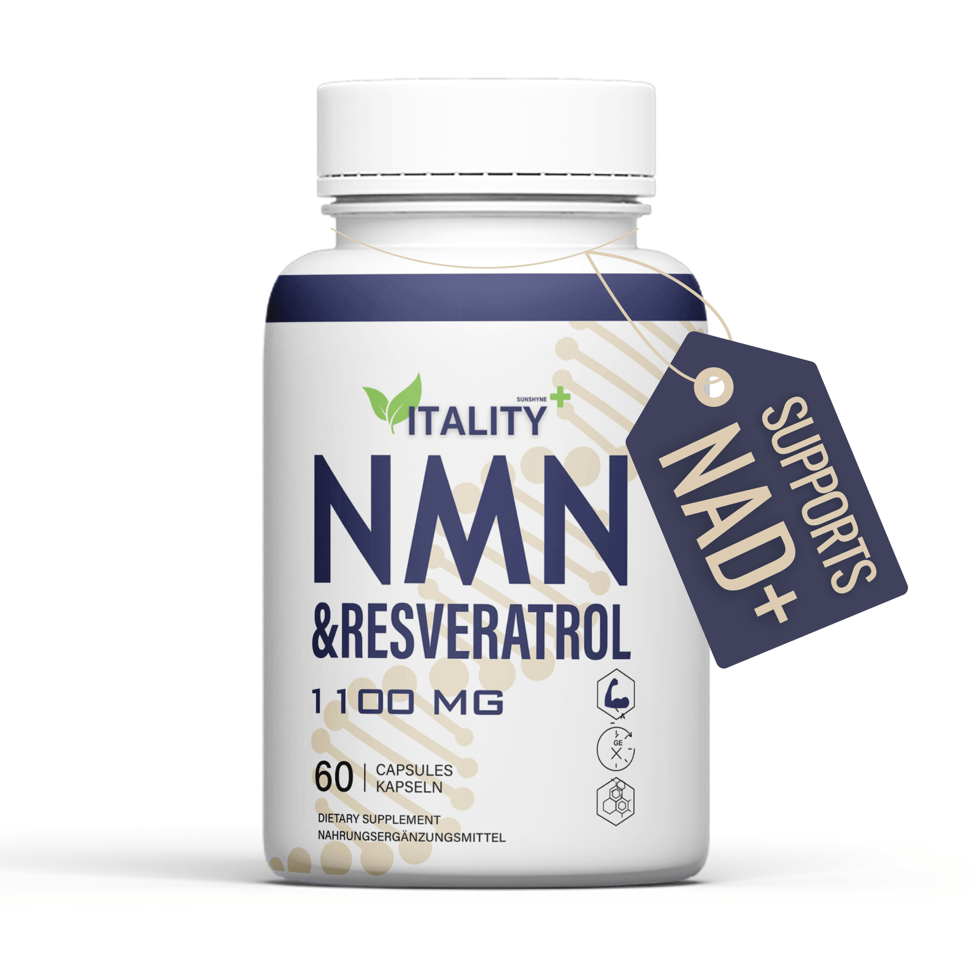 NMN & Resveratrol NAD+ Supplement 1100mg 60 Capsules - 1 Months Supply - Vitality Supplements