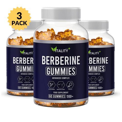 3 Pack Berberine HCl Gummies - Natural Blood Sugar Support & Metabolism Boost - 3 Months Supply - Vitality Supplements