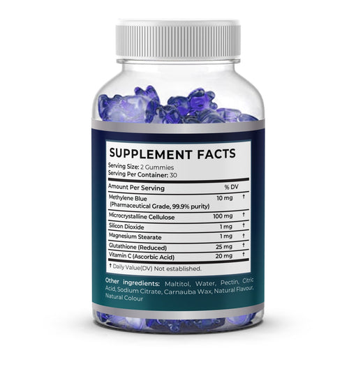 3 Pack Methylene Blue Gummies - Premium 180 Gummies, Three Month Supply | Cognitive Support & Cellular Health - Vitality Supplements