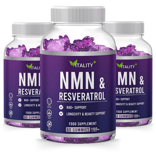 3 Pack NMN & Resveratrol Gummies| 1100mg | 99.95% Certified Purity | 180 Gummies | NAD+ | 3 Months Supply - Vitality Supplements