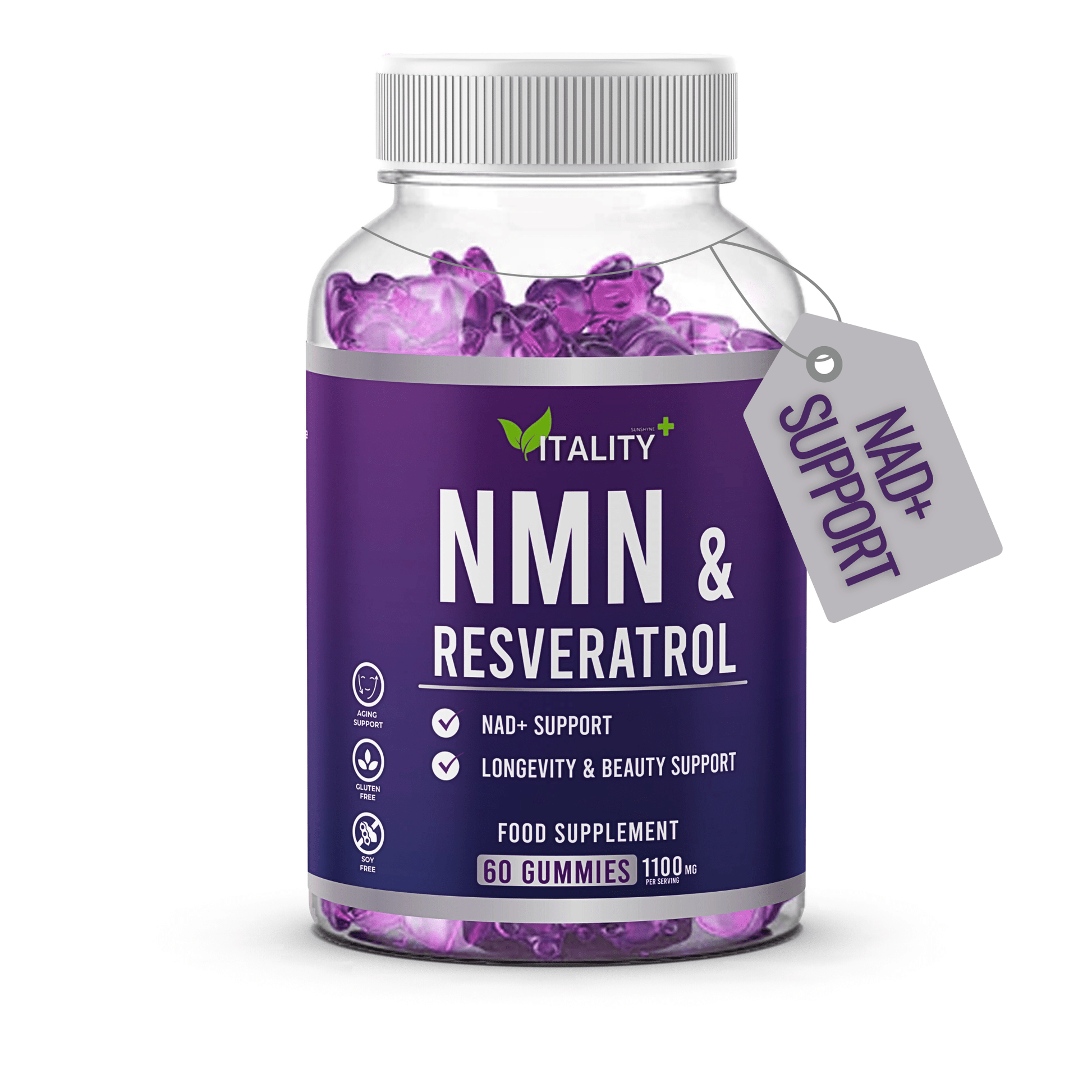 3 Pack NMN & Resveratrol Gummies| 1100mg | 99.95% Certified Purity | 180 Gummies | NAD+ | 3 Months Supply - Vitality Supplements