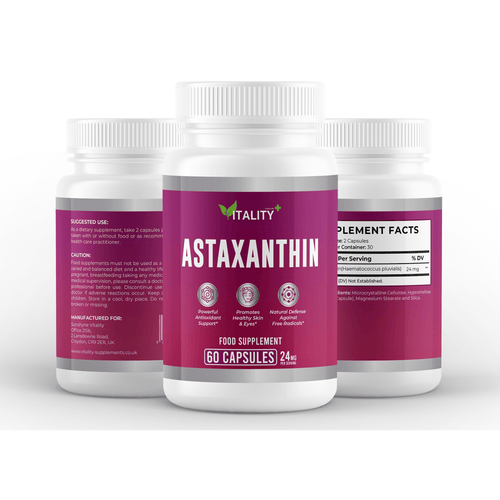 3 Pack Premium Astaxanthin Capsules 24mg - High Potency Antioxidant Supplement, 90 Servings for Enhanced Skin Health, Eye Support, and Immune Function - Vitality Supplements