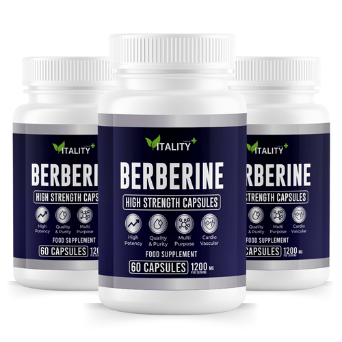 3 Pack Premium Berberine Capsules - 1200mg per Serving - 90 Day Supply - Supports Healthy Blood Sugar, Metabolism & Weight Management - Vitality Supplements