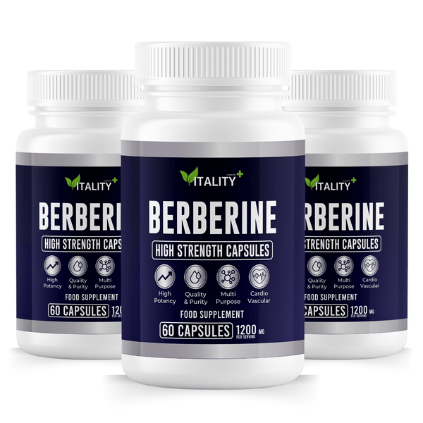 3 Pack Premium Berberine Capsules - 1200mg per Serving - 90 Day Supply - Supports Healthy Blood Sugar, Metabolism & Weight Management - Vitality Supplements