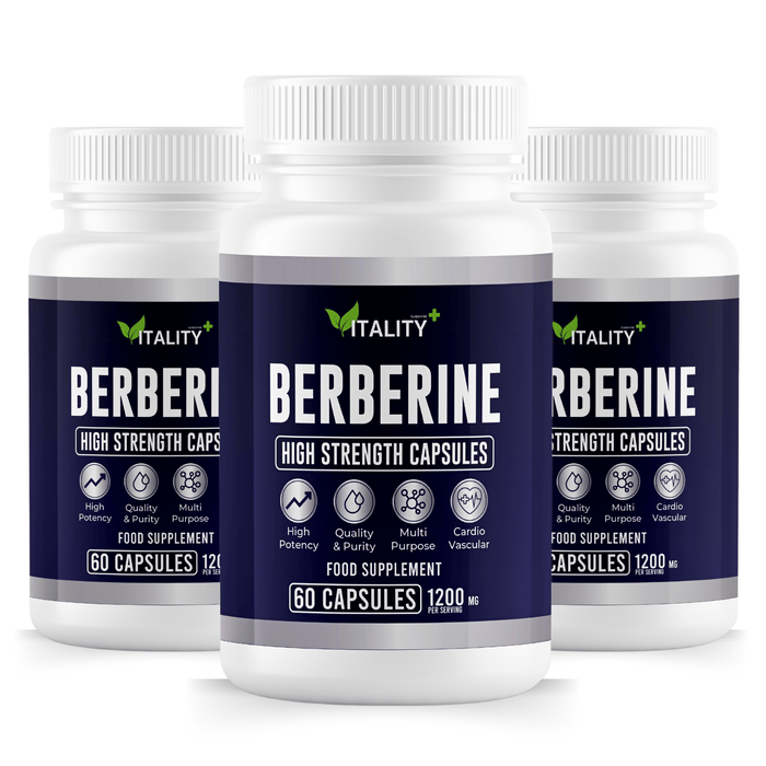 3 Pack Premium Berberine Capsules - 1200mg per Serving - 90 Day Supply - Supports Healthy Blood Sugar, Metabolism & Weight Management - Vitality Supplements