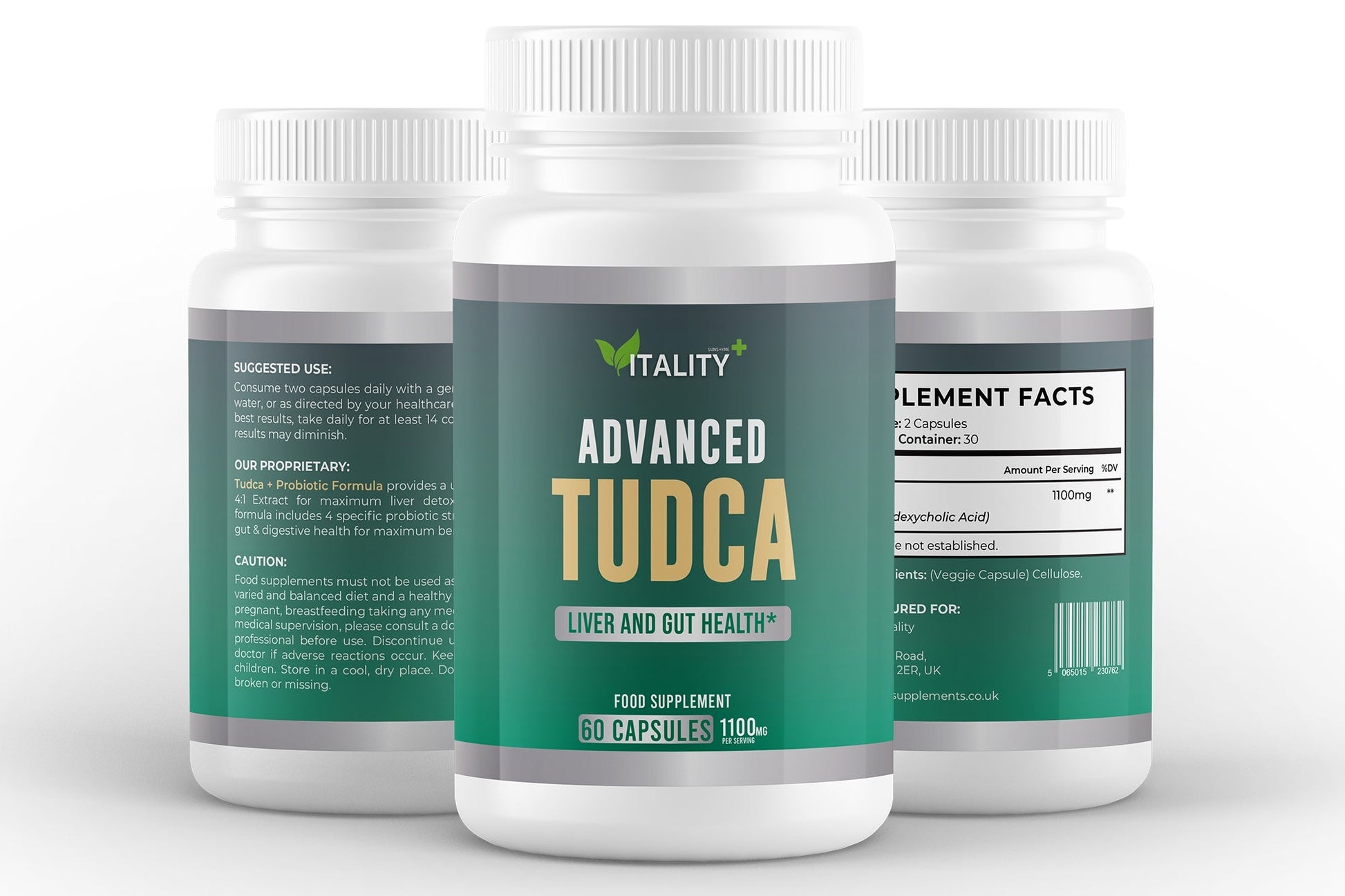 3 Pack Premium TUDCA Liver Support: 1100mg, 180 Capsules - Ultimate Detox & Liver Health Formula, 90 - Day Supply - Vitality Supplements