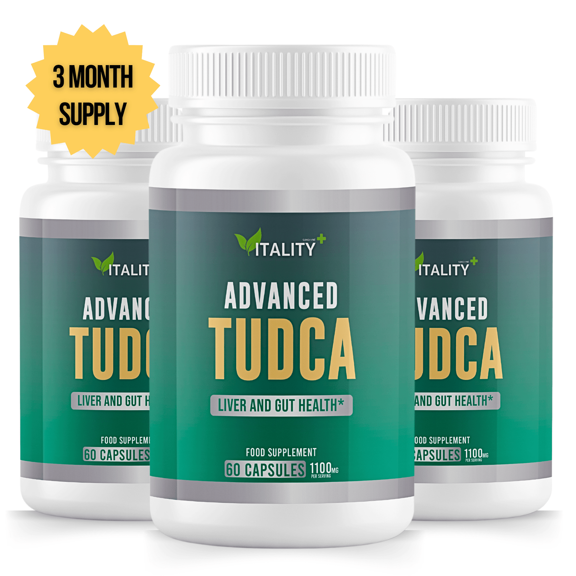 3 Pack Premium TUDCA Liver Support: 1100mg, 180 Capsules - Ultimate Detox & Liver Health Formula, 90 - Day Supply - Vitality Supplements