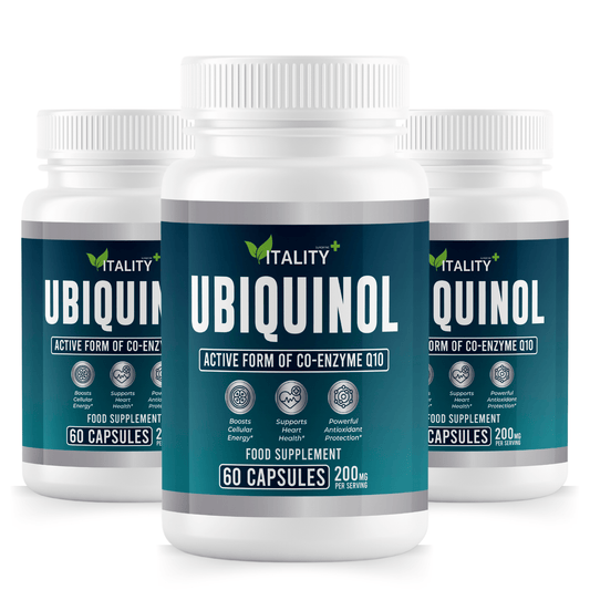 3 Pack Premium Ubiquinol Q10 Supplement – 200mg Ubiquinol & 12mg Vitamin C – Energy & Wellness Support – 3 Month Supply - Vitality Supplements