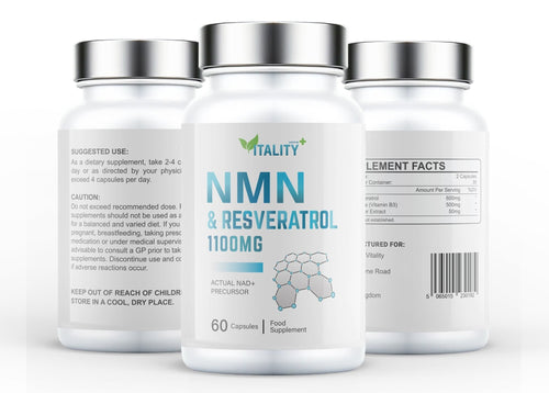 6 Pack NMN & Resveratrol Supplement | 1100mg | 99.95% Certified Purity | 360 Caps | NAD+ | 6 Months Supply - Vitality Supplements