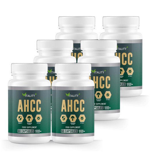 6 Pack Premium AHCC Capsules 1000mg - 360 Capsules, 6 Month Supply - Immune System Support Supplement - Vitality Supplements