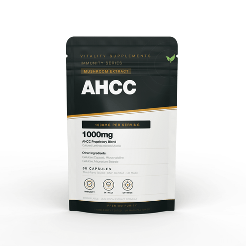 AHCC Mushroom Extract 1000mg Capsules | Premium Immune Support | 60 Capsules | UK Made | Vitality Supplements - Vitality Supplements
