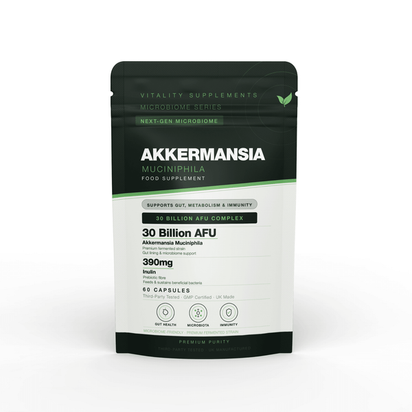 Akkermansia Probiotic & Prebiotic 30 Billion AFU with Inulin – Ultimate Gut Health, Immune Support & Weight Management – 1 Months SUpply - Vitality Supplements