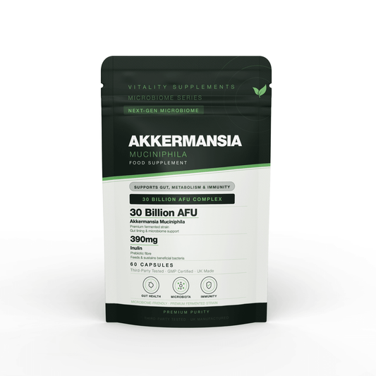 Akkermansia Probiotic & Prebiotic 30 Billion AFU with Inulin – Ultimate Gut Health, Immune Support & Weight Management – 1 Months SUpply - Vitality Supplements