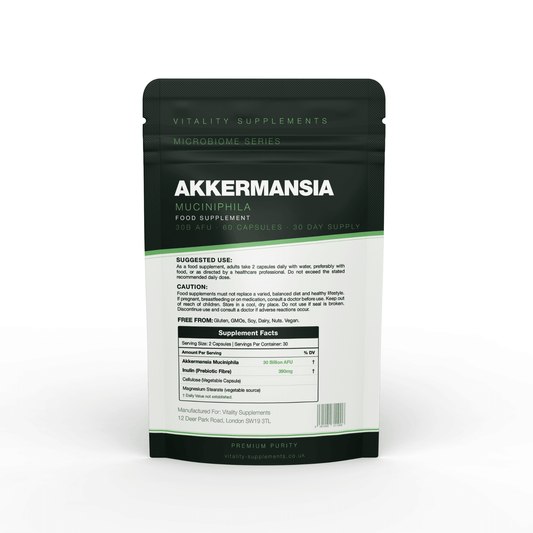 Akkermansia Probiotic & Prebiotic 30 Billion AFU with Inulin – Ultimate Gut Health, Immune Support & Weight Management – 1 Months SUpply - Vitality Supplements