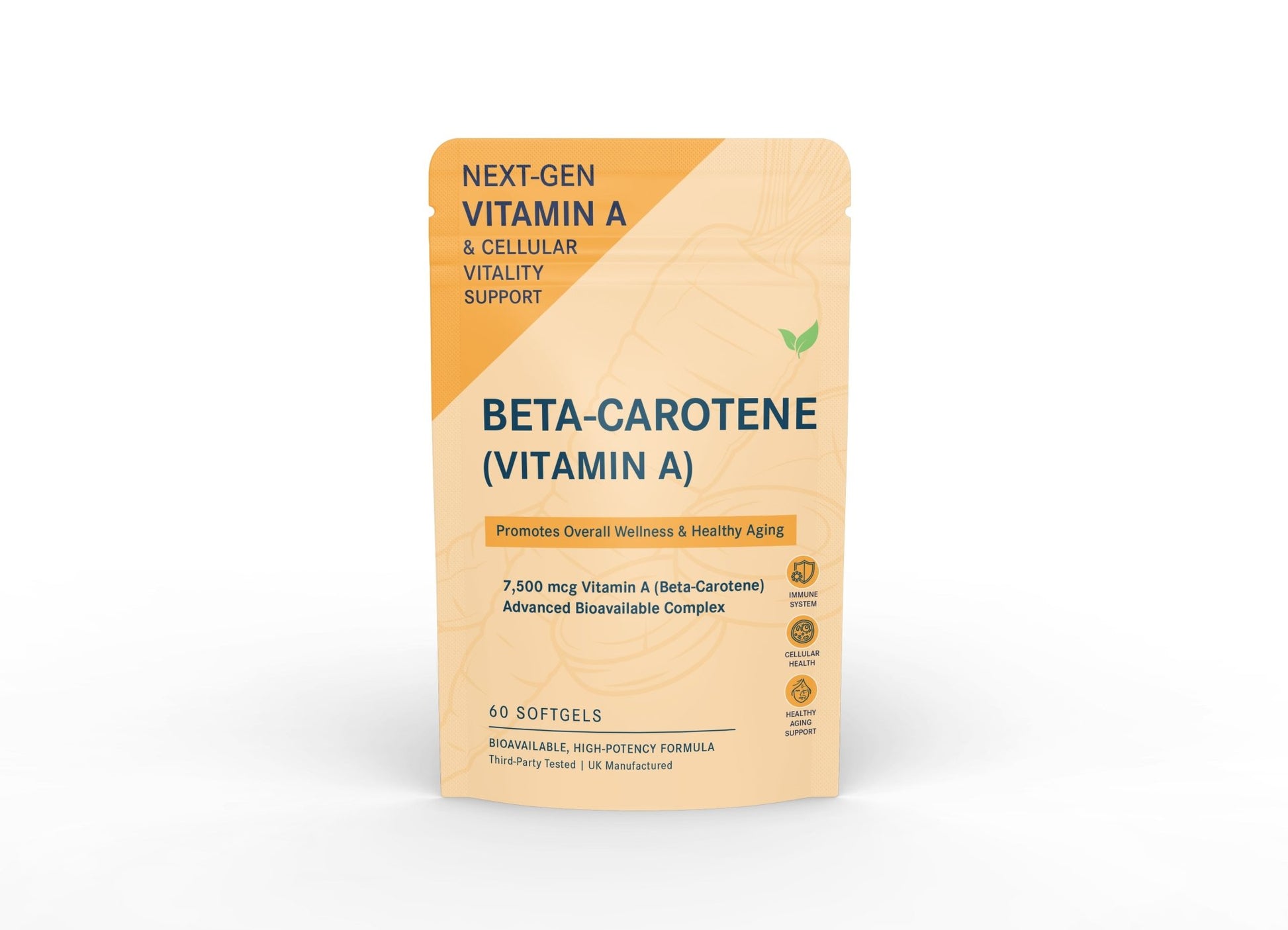 Beta - Carotene (Vitamin A) 7,500 mcg – High Potency Antioxidant Softgels - Vitality Supplements