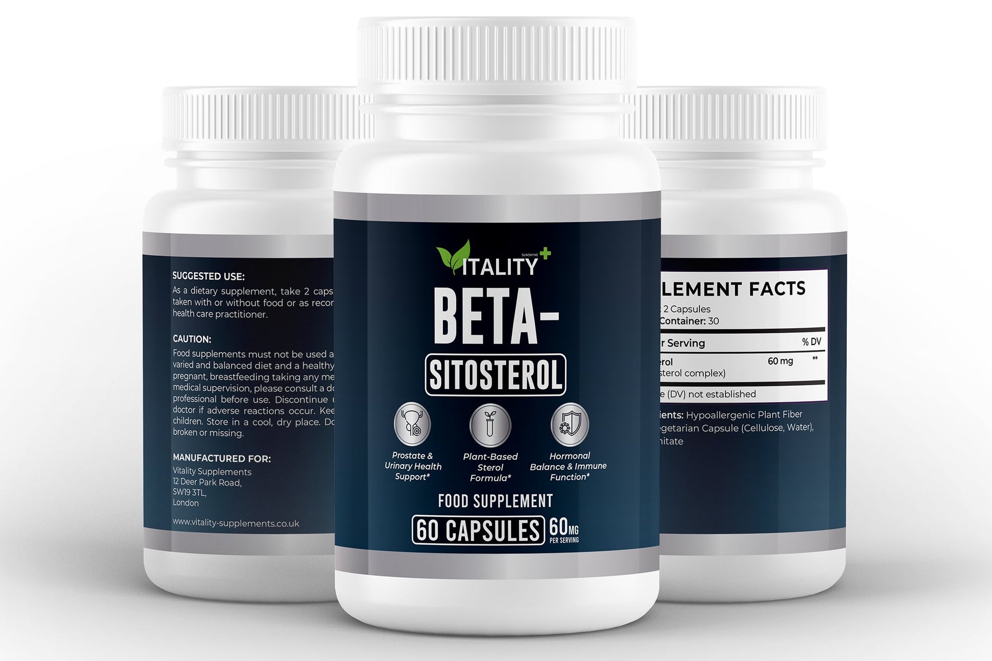 Beta - Sitosterol 500mg – Prostate & Cholesterol Support – 60 Capsules (1 Month Supply) - Vitality Supplements