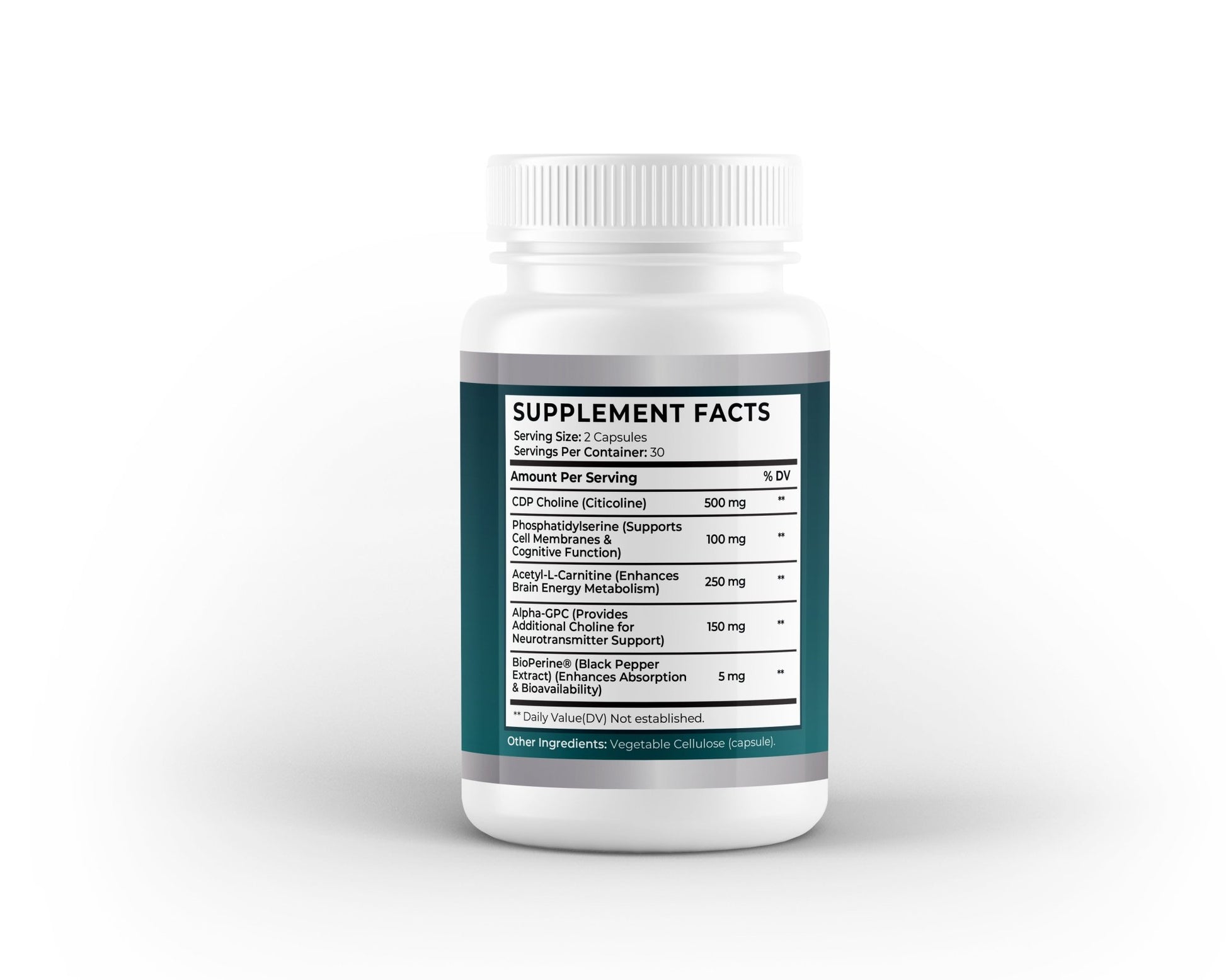 CDP Choline (Citicoline) 300mg | 60 Capsules | 1 - Month Supply | Brain, Focus & Cognitive Support Supplement - Vitality Supplements