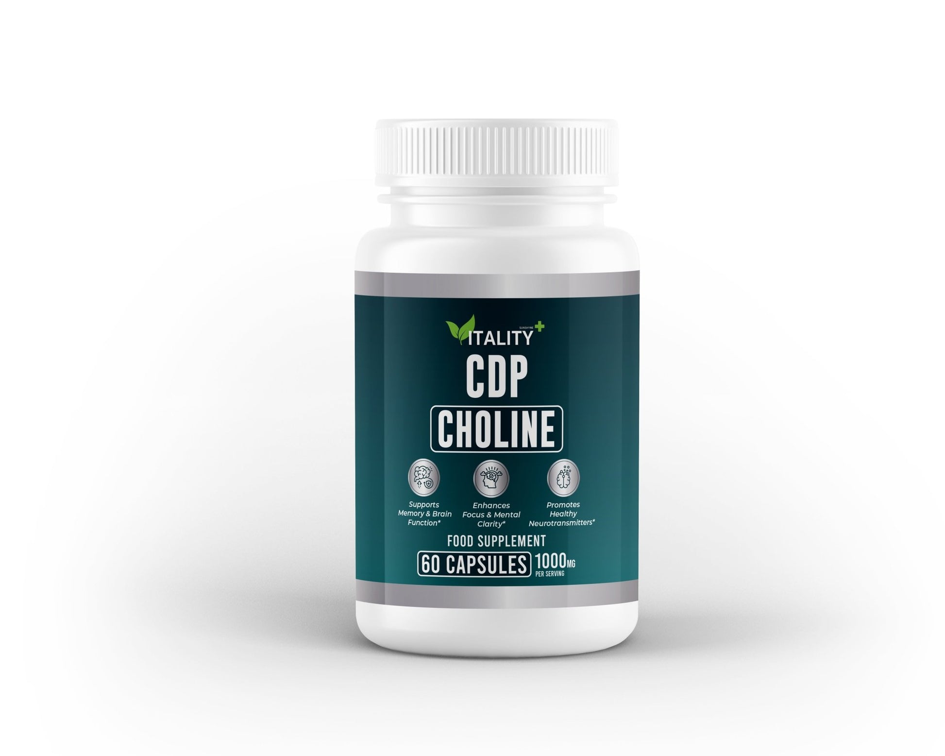 CDP Choline (Citicoline) 300mg | 60 Capsules | 1 - Month Supply | Brain, Focus & Cognitive Support Supplement - Vitality Supplements