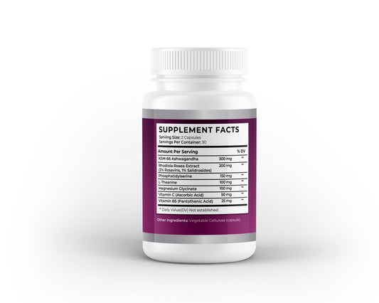 Cortisol Balance Supplement – Stress & Mood Support with KSM - 66 Ashwagandha, Rhodiola, L - Theanine & Magnesium – 60 Capsules - Vitality Supplements