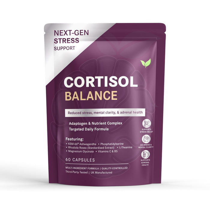 Cortisol Balance Supplement – Stress & Mood Support with KSM - 66 Ashwagandha, Rhodiola, L - Theanine & Magnesium – 60 Capsules - Vitality Supplements