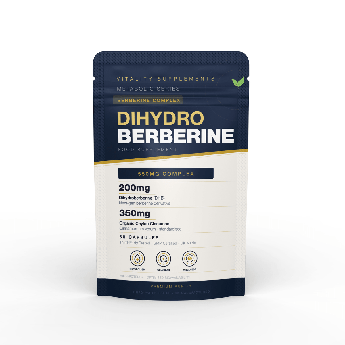 Dihydroberberine 550mg | 60 Capsules | High Absorption Berberine Supplement for Metabolic Support — Vitality Supplements