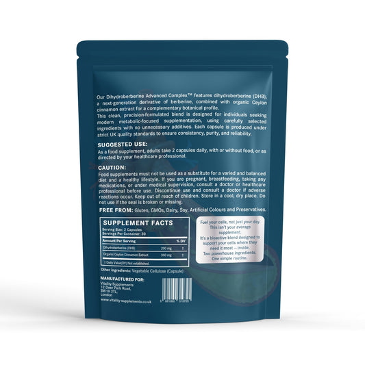 Dihydroberberine 550mg | 60 Capsules | High Absorption Berberine Supplement for Metabolic Support - Vitality Supplements