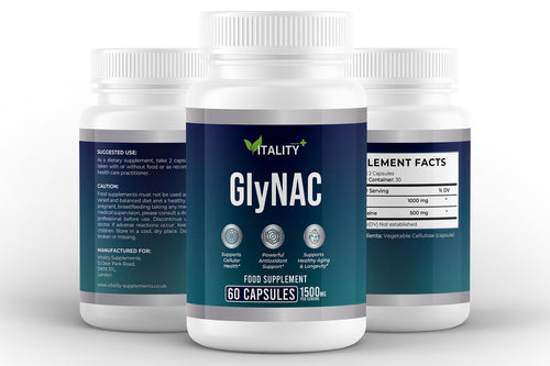 GlyNAC – Glycine 1000mg + NAC 500mg per Serving | Cellular Detox & Longevity Support (60 Capsules) - Vitality Supplements