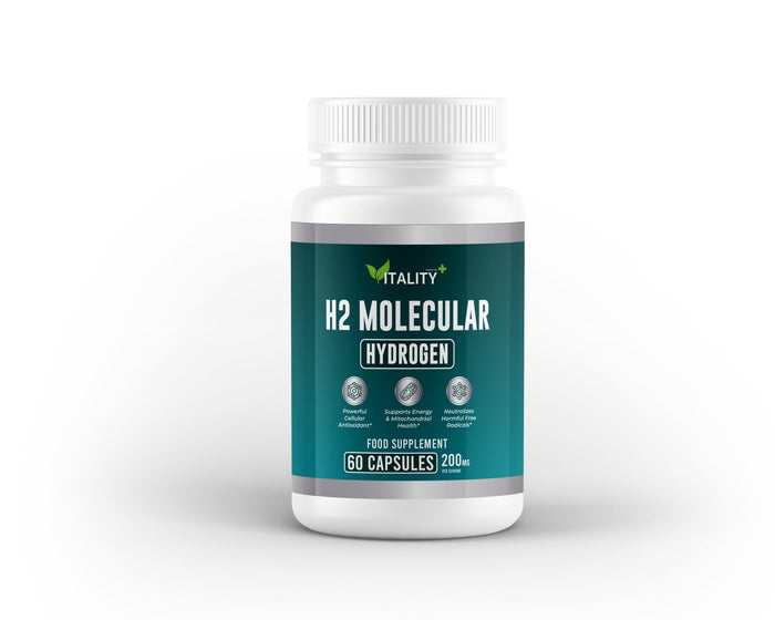 H2 Molecular Hydrogen Capsules | 200 mg Magnesium | Cellular & Antioxidant Support | 60 Vegan Capsules - Vitality Supplements