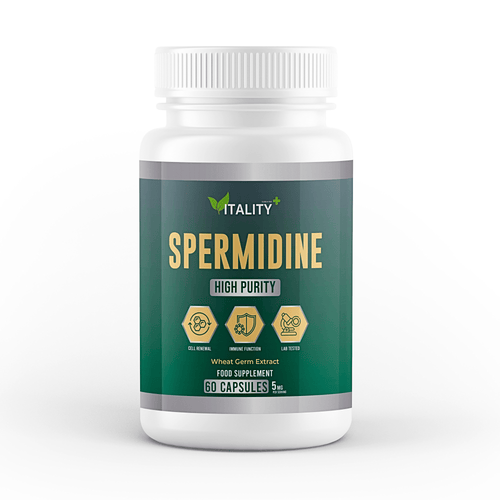 High-Potency Spermidine Capsules 5mg - 60 Capsules, 1 Month Supply - Cellular Health & Longevity Support Supplement - Vitality Supplements