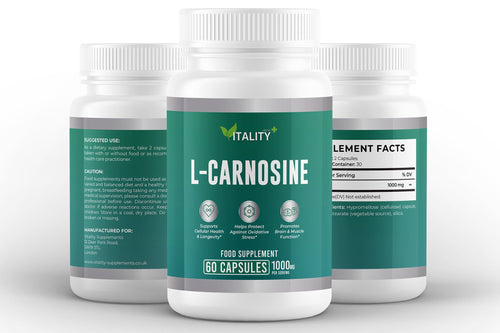 L - Carnosine 1000mg | 60 Capsules | High - Potency Cellular & Cognitive Support - Vitality Supplements