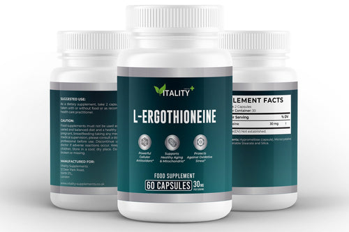 L - Ergothioneine 30mg Capsules – Cellular Protection & Oxidative Stress Support - Vitality Supplements