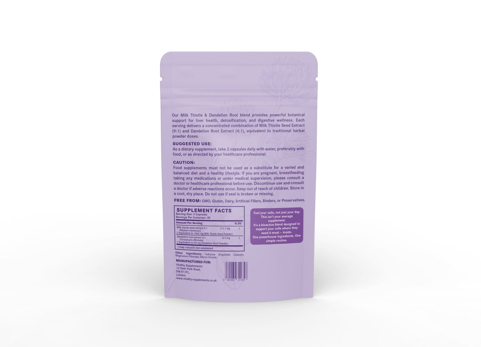 Milk Thistle & Dandelion – Herbal Liver, Detox & Digestive Support Capsules - Vitality Supplements