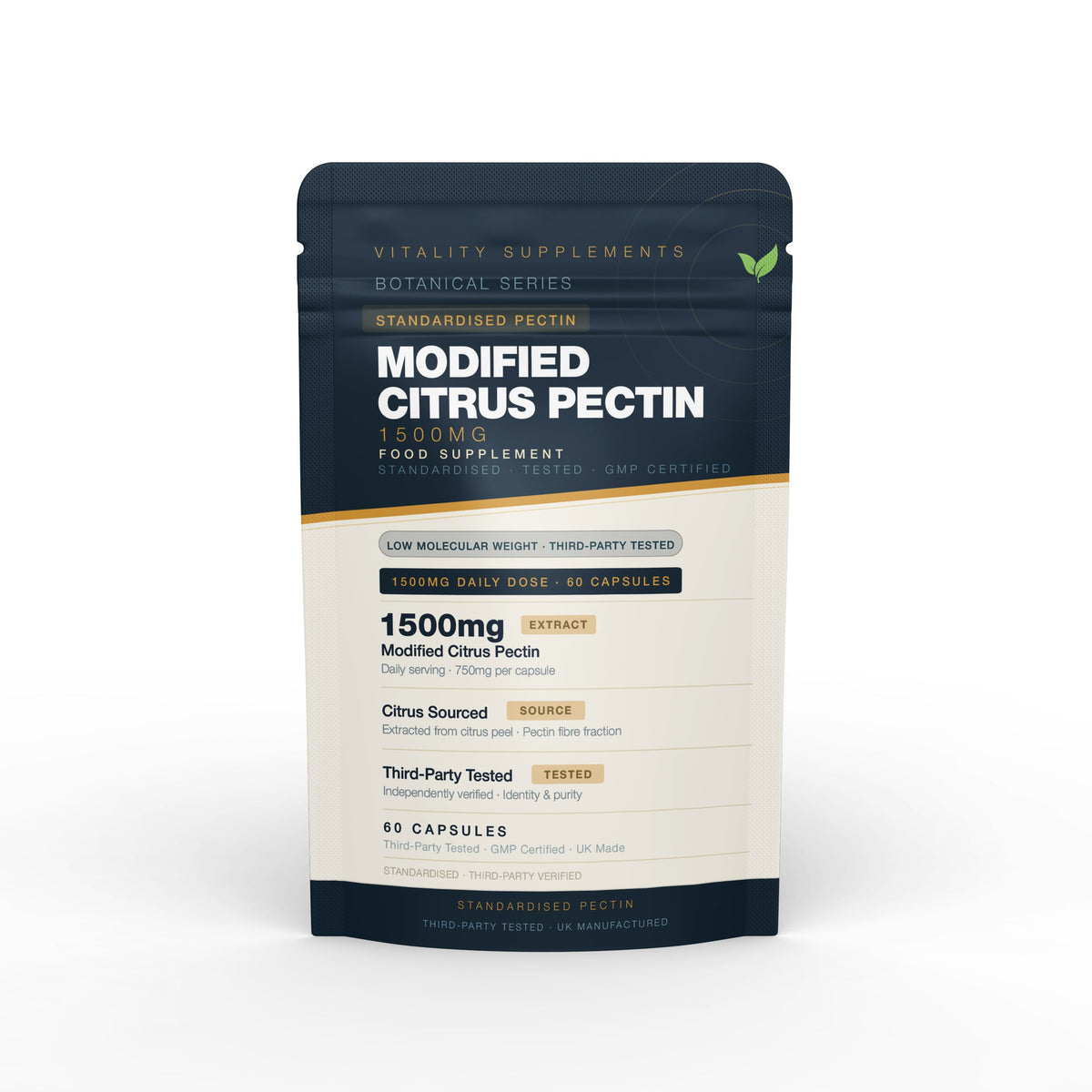 Modified Citrus Pectin 1500mg | High-Fiber Citrus Extract | 60 Capsules