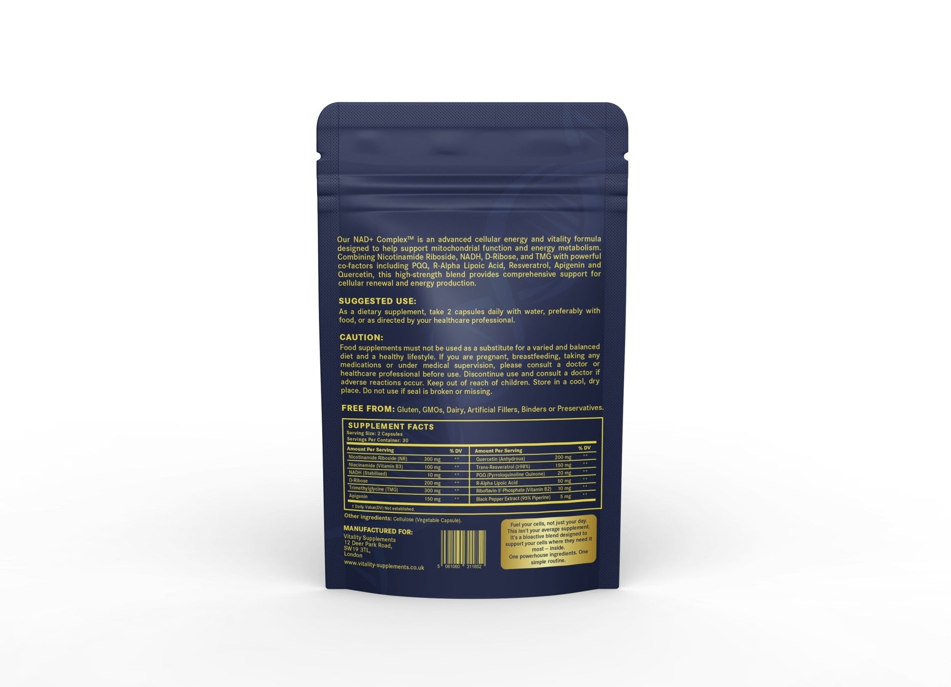 NAD+ Complex™ | Advanced Nutrient Blend for Natural Energy & Wellness (60 Capsules) - Vitality Supplements