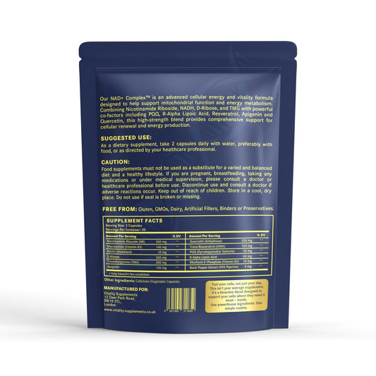 NAD+ Complex™ | Advanced Nutrient Blend for Natural Energy & Wellness (60 Capsules) - Vitality Supplements