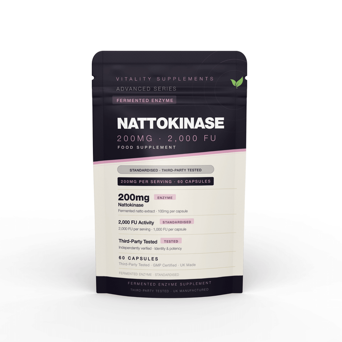 Nattokinase 200 mg Capsules | Cardiovascular & Circulatory Support | 60 Vegan Capsules - Vitality Supplements