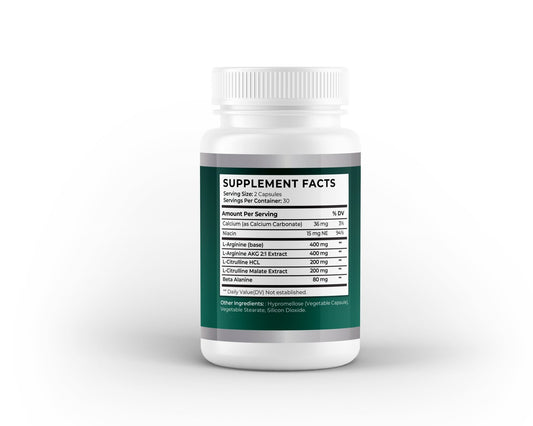 Nitric Oxide Booster – L - Arginine, Citrulline, Beta - Alanine | 60 Capsules - Vitality Supplements
