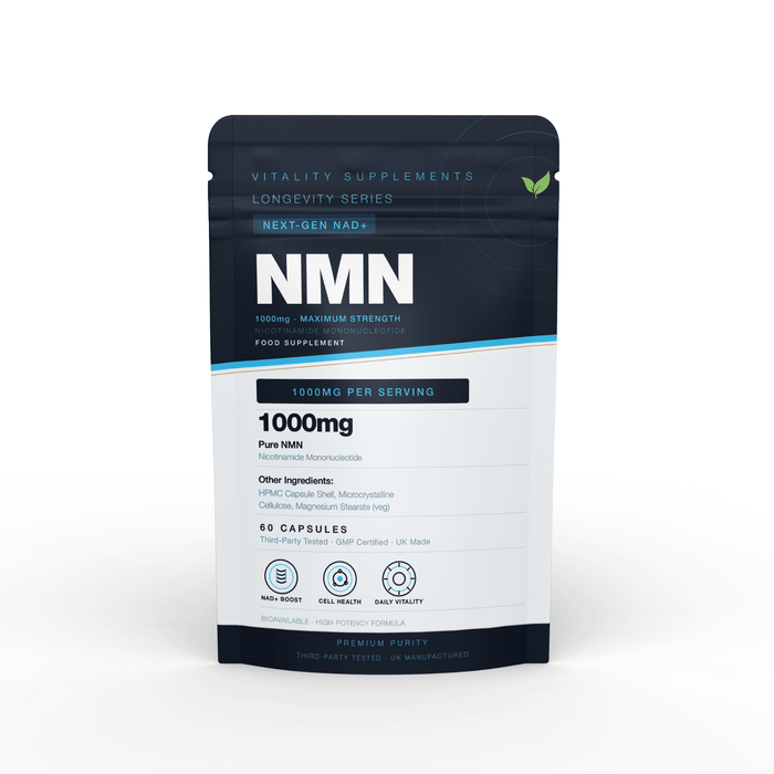 NMN 1000mg Capsules – Nicotinamide Mononucleotide Food Supplement – 60 Vegan Capsules - Vitality Supplements
