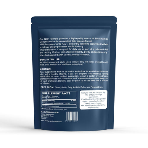 NMN 500mg | High - Purity Nicotinamide Mononucleotide | NAD+ & Cellular Energy Support | 60 Capsules - Vitality Supplements