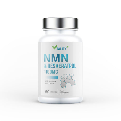 NMN & Resveratrol | 1100mg | 99.95% Certified Purity | 180 Caps | NAD+ | 3 Months Supply - Vitality Supplements