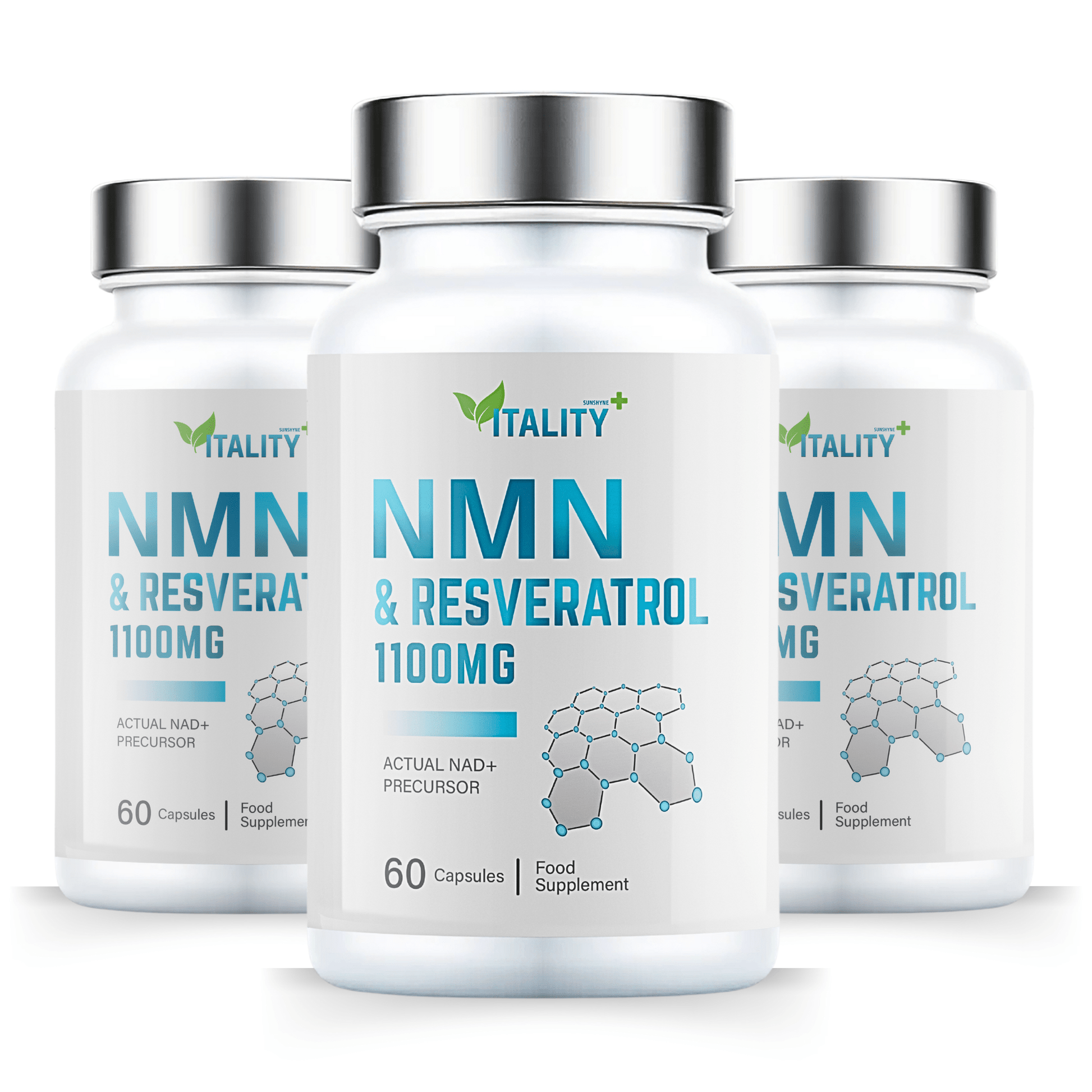 NMN & Resveratrol | 1100mg | 99.95% Certified Purity | 180 Caps | NAD+ | 3 Months Supply - Vitality Supplements