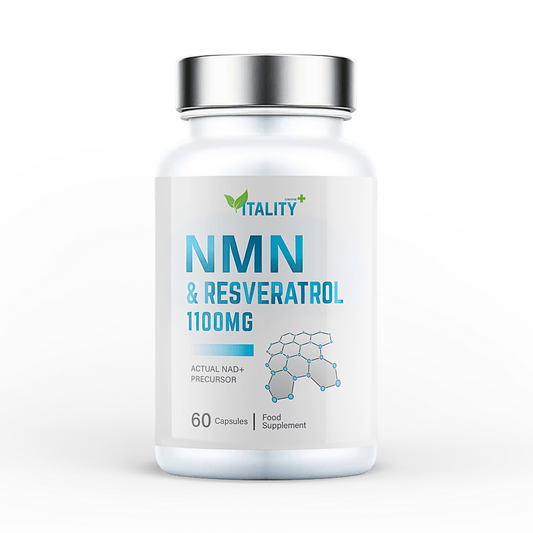 NMN & Resveratrol | 1100mg | 99.95% Certified Purity | 60 Caps | NAD+ | 1 Months Supply - Vitality Supplements