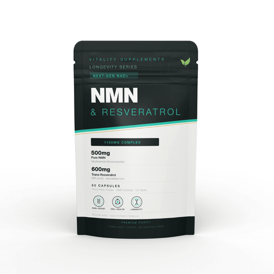 NMN + Resveratrol Capsules | 500mg NMN & 600mg Trans-Resveratrol - Vitality Supplements
